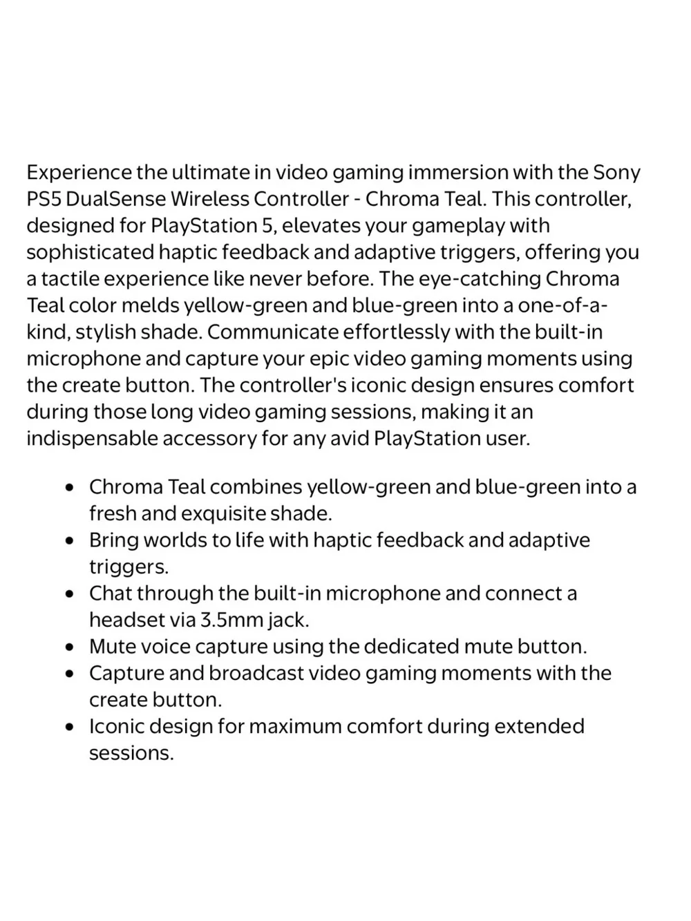 NIB Chroma Teal Sony DualSense Wireless Controller PlayStation PS5 PC MAC Mobile